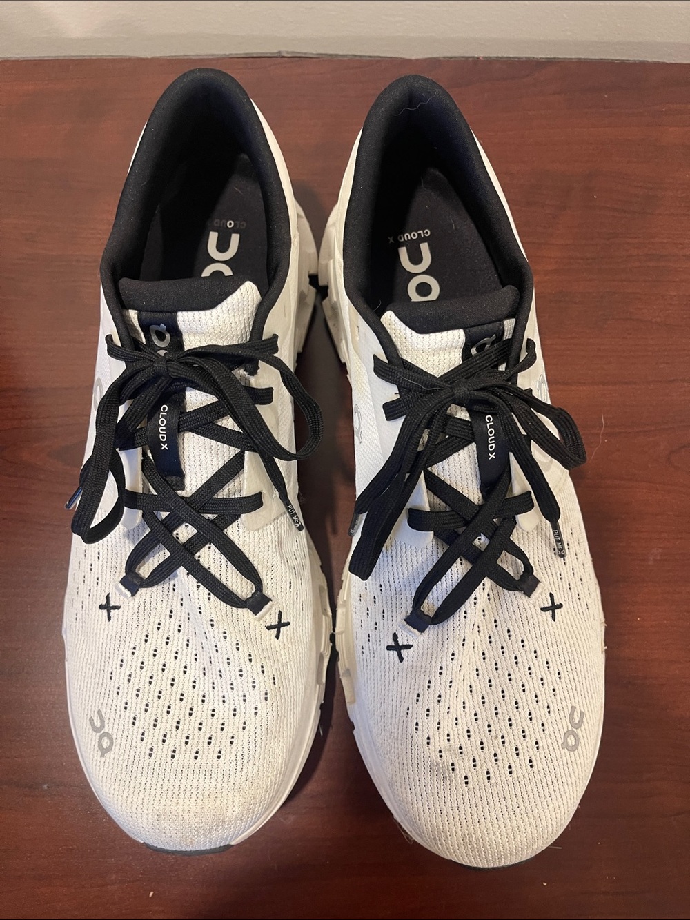 On Running White and Black CloudX Athletic Shoes